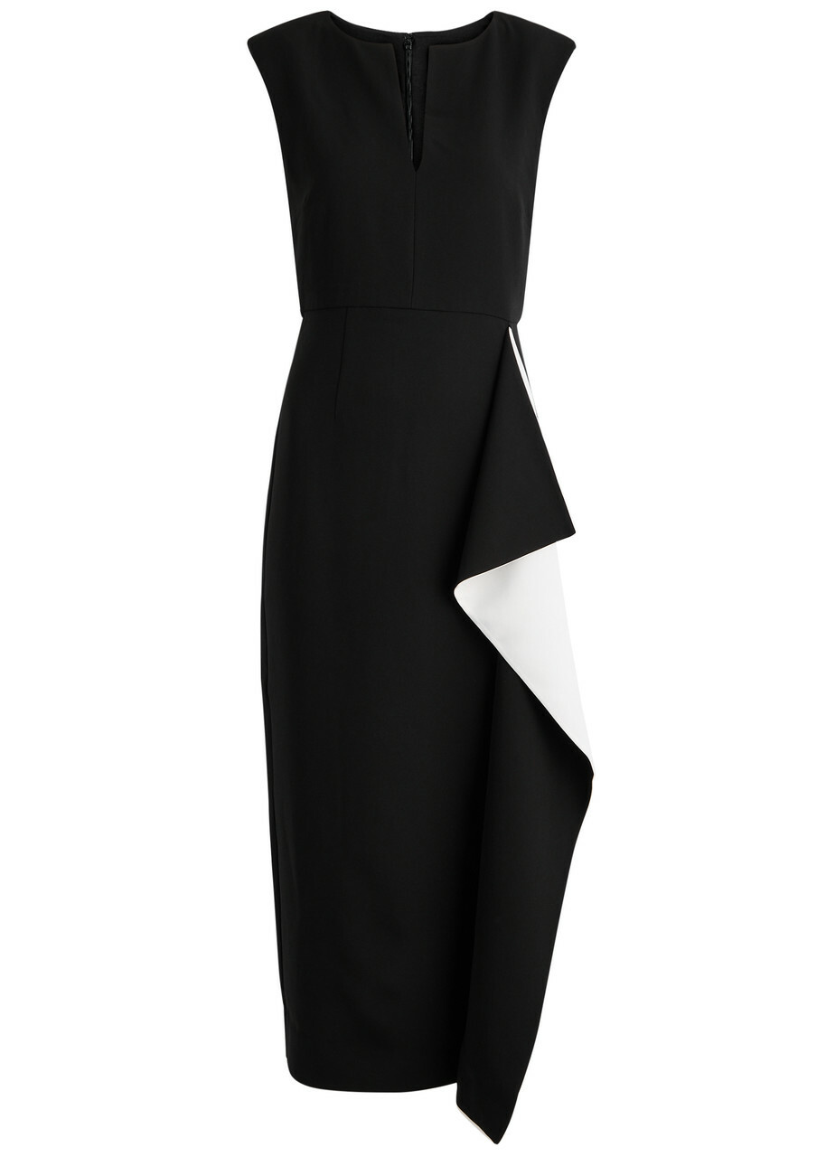 Roland Mouret Ruffled Crepe Midi Dress Black Roland Mouret