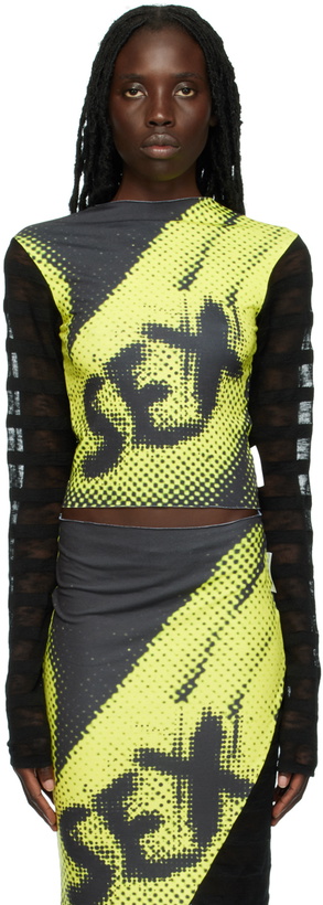 Photo: 1XBLUE SSENSE Exclusive Green & Black 'Sex' Long Sleeve T-Shirt