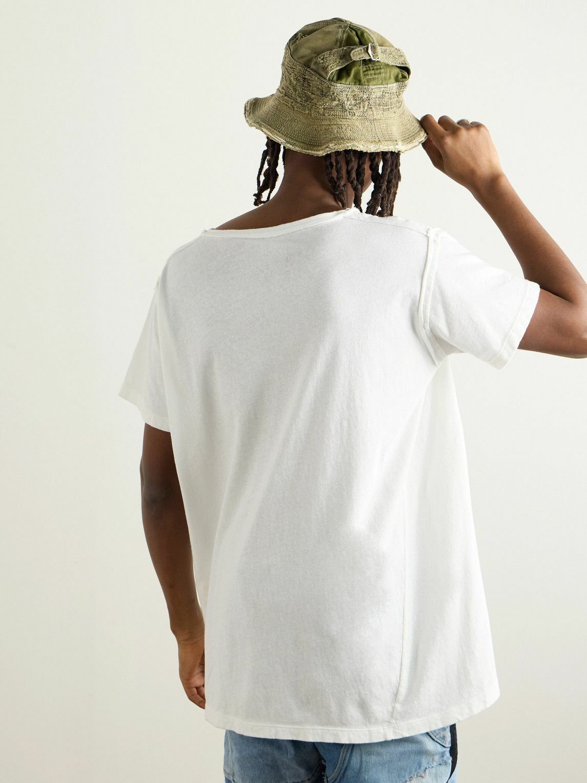 Greg Lauren - Panelled Cotton-Jersey T-Shirt - White