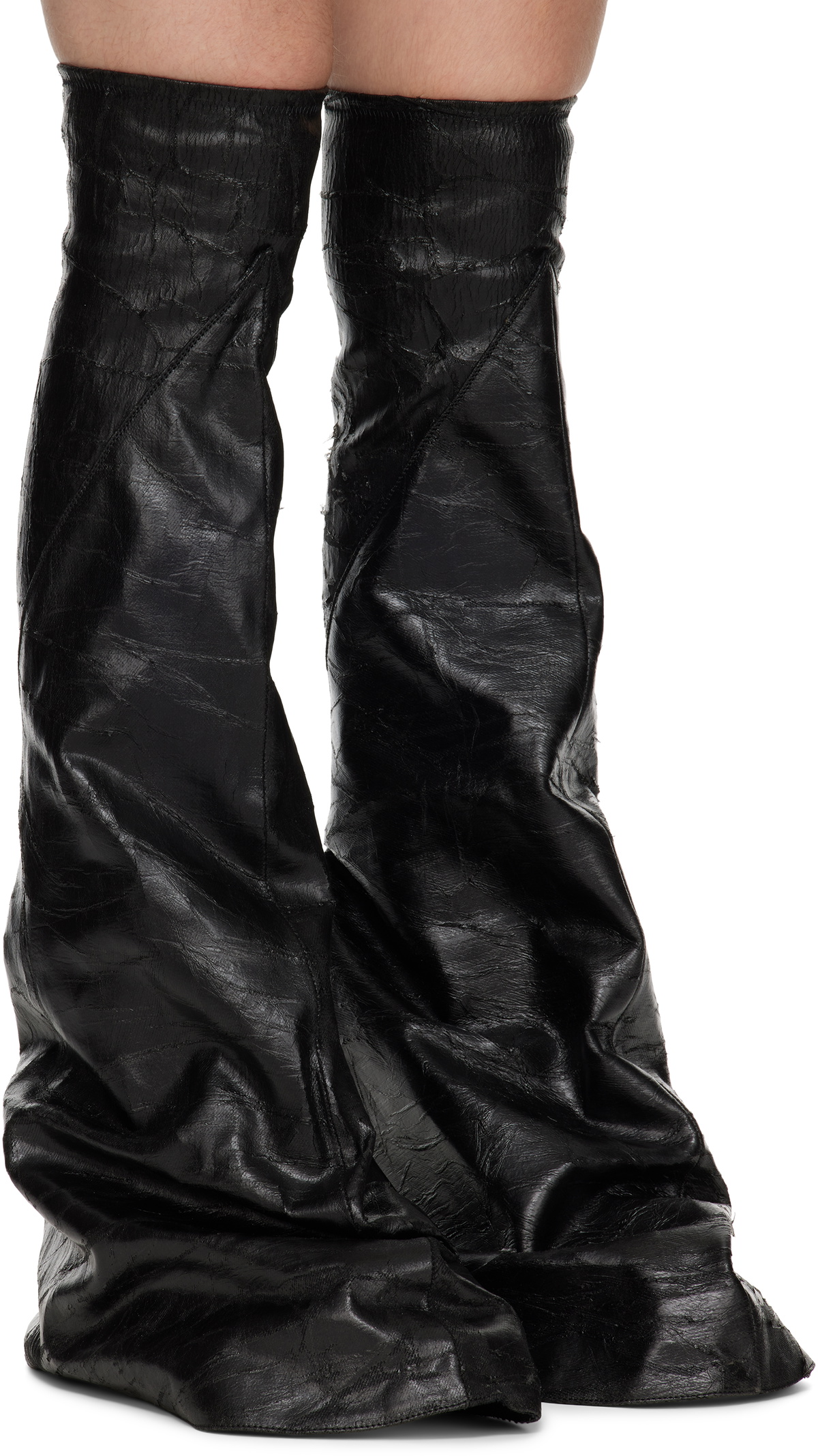 Rick Owens DRKSHDW Black Porterville Fetish Tall Boots