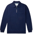 Universal Works - Indigo-Dyed Loopback Cotton-Jersey Half-Zip Sweatshirt - Blue