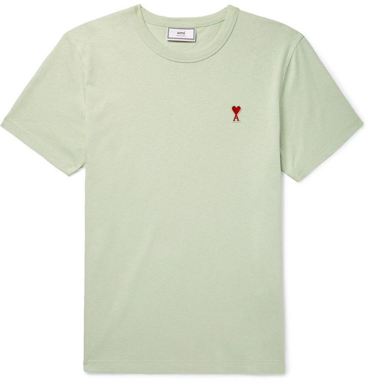 Photo: AMI - Logo-Appliquéd Cotton-Jersey T-Shirt - Green