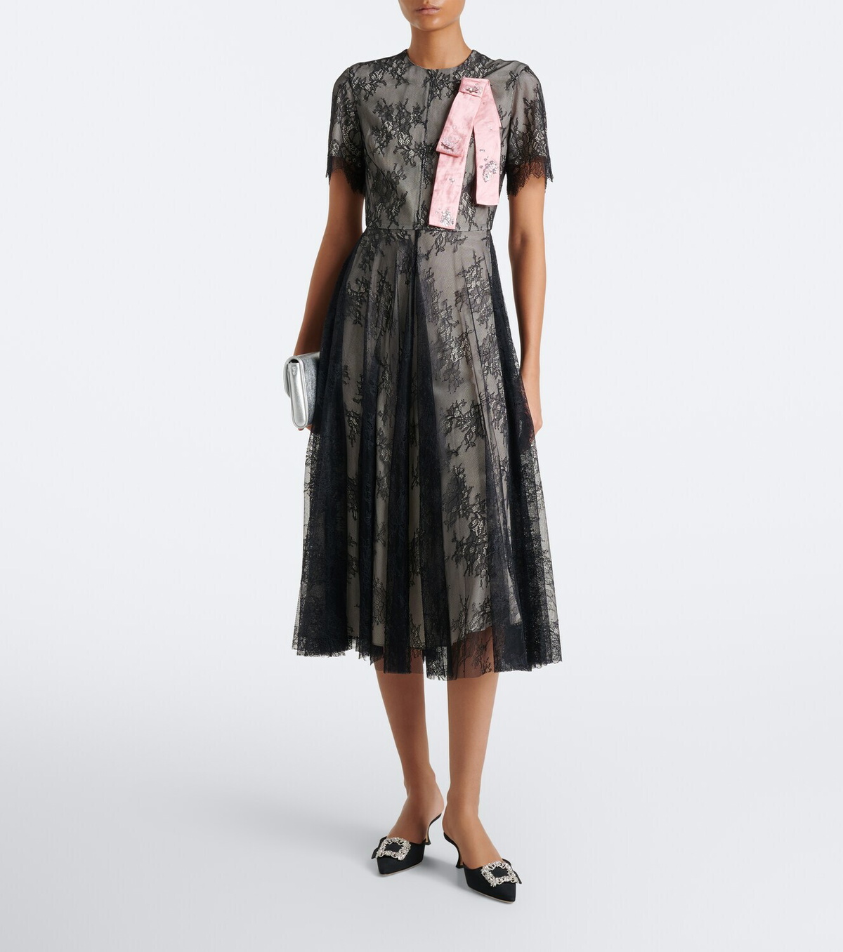 Erdem Embellished lace midi dress