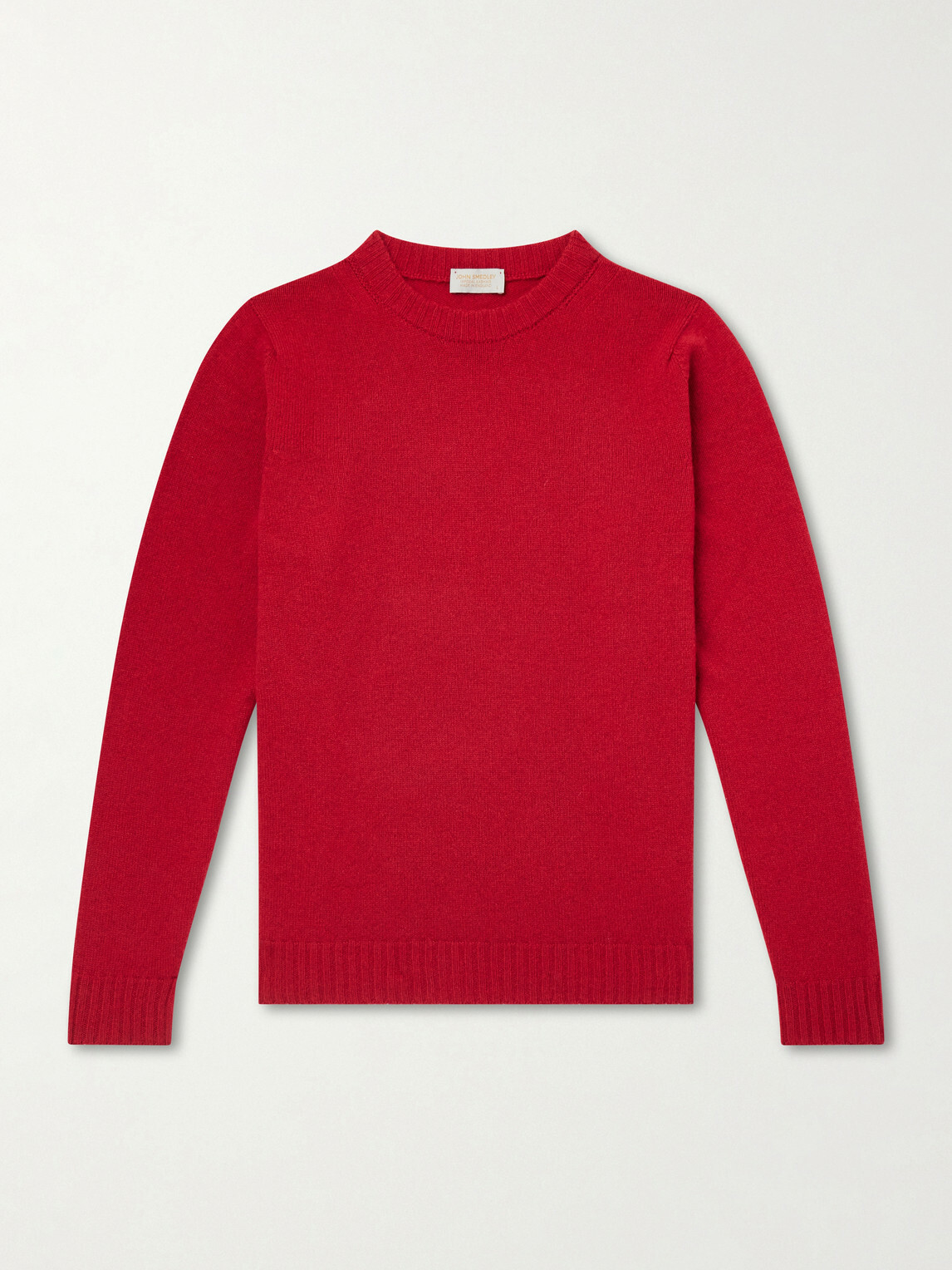 き*き様 超美品　JOHN SMEDLEY 赤 長袖ニットセーター　modern JSロゴインターシャ クルーネック長袖ニットプルオーバー 7G