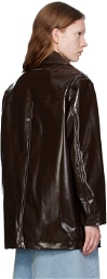 MM6 Maison Margiela Brown Sports Faux-Leather Jacket