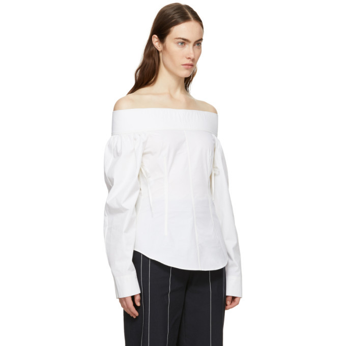 Cedric Charlier Off-White Off-the-Shoulder Blouse