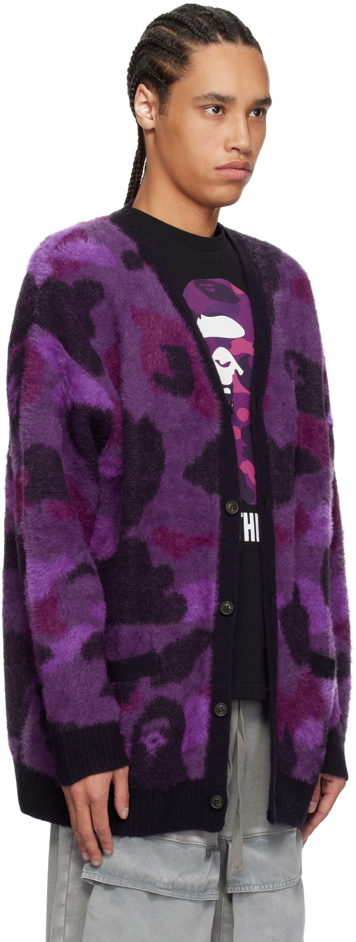 BAPE Purple Color Camo Cardigan A Bathing Ape