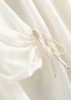 Lug Von Siga Mini Embroidered Semi-sheer Satin Blouse Off White