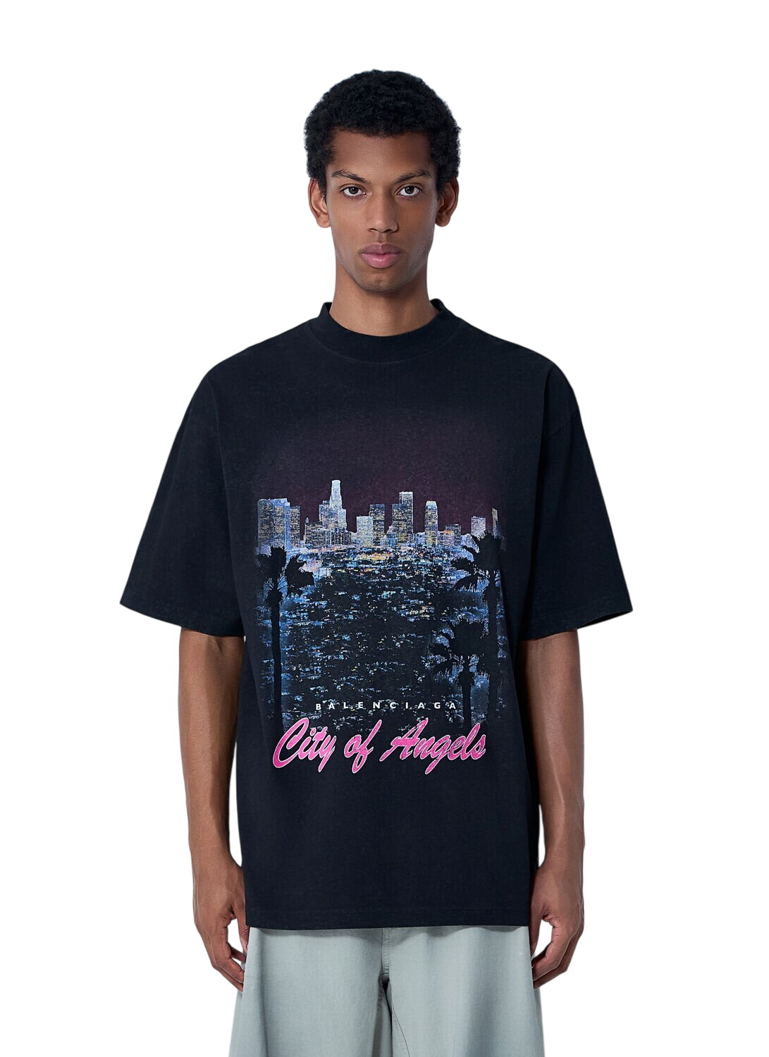 Balenciaga Black 3B Stencil Vintage Jersey Oversized T-shirt