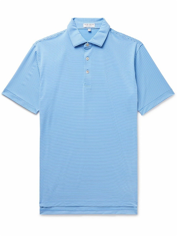 Photo: Peter Millar - Hales Performance Striped Tech-Jersey Golf Polo Shirt - Blue