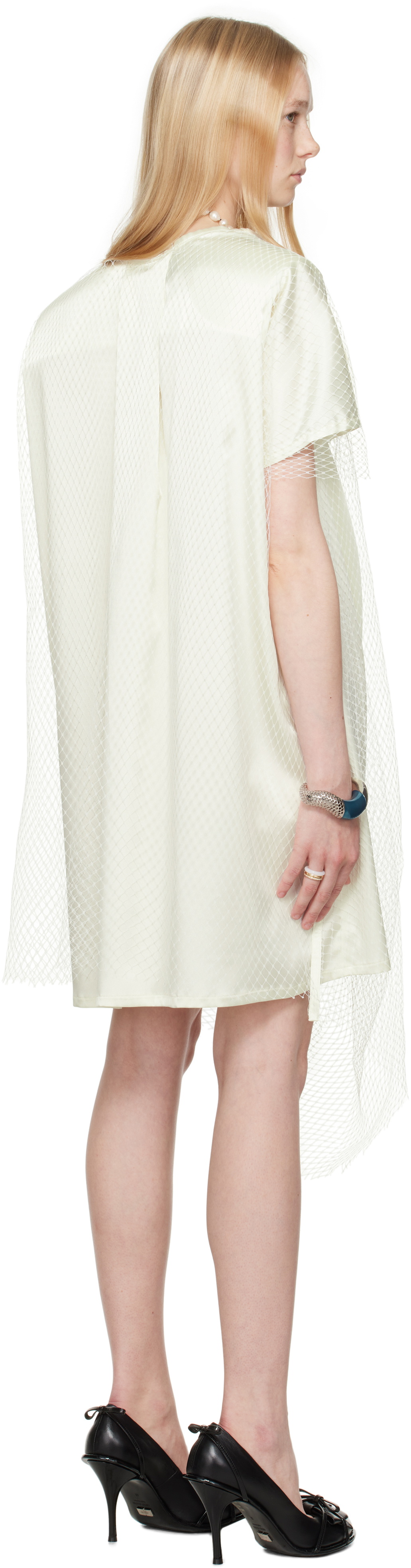 ALL-IN Off-White Cinched Wedding Minidress
