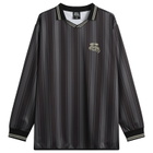 Karma8a Men's Stripe Long Sleeve Polo T-Shirt in Brown