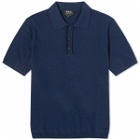 A.P.C. Men's Jacky Embroidered Logo Knitted Polo Shirt in Marine