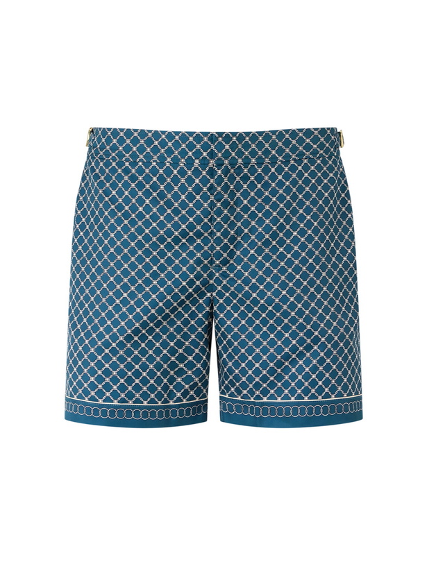 Photo: Orlebar Brown - Bulldog Passetto Straight-Leg Mid-Length Printed Swim Shorts - Blue