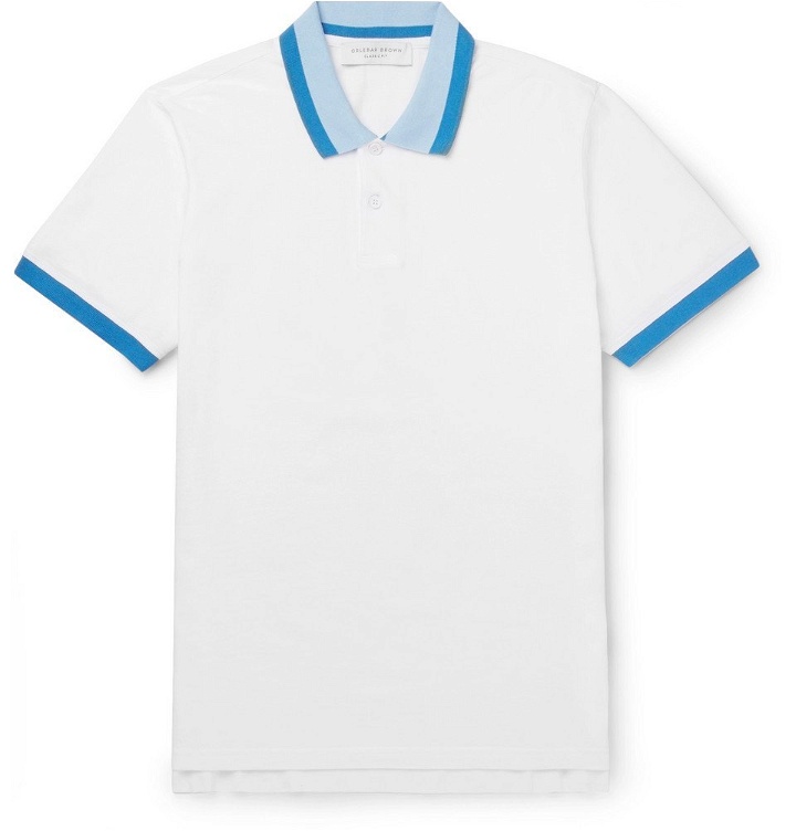 Photo: Orlebar Brown - Jarrett Slim-Fit Contrast-Tipped Cotton-Piqué Polo Shirt - Men - White