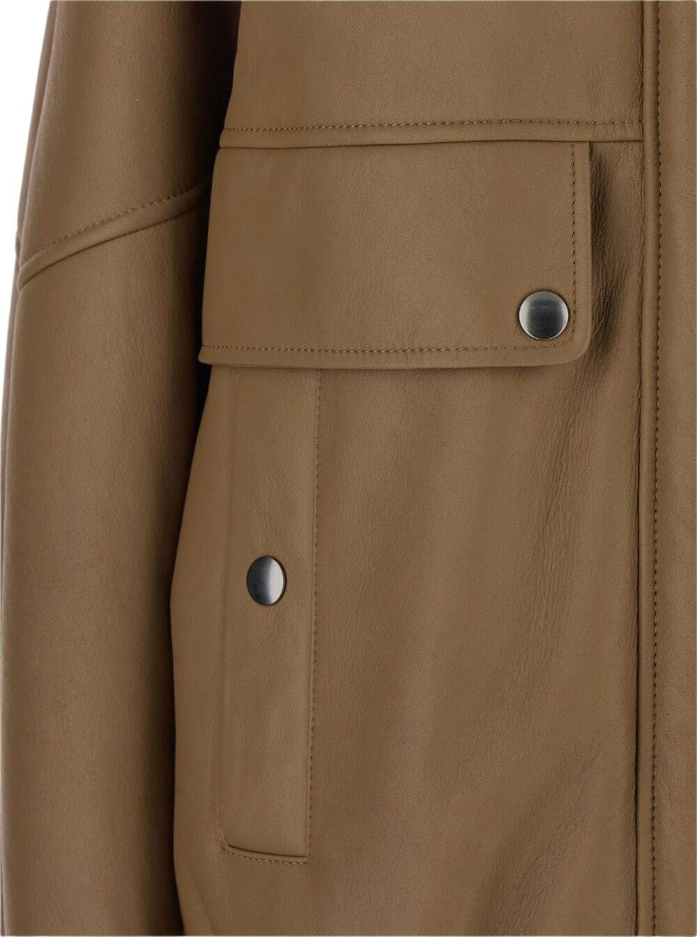 Blancha Brown Bomber Jacket With Fur Collar And Patch Pockets In Leather Woman