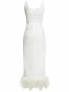 ALESSANDRA RICH - Velvet Midi Dress W/ Feathers