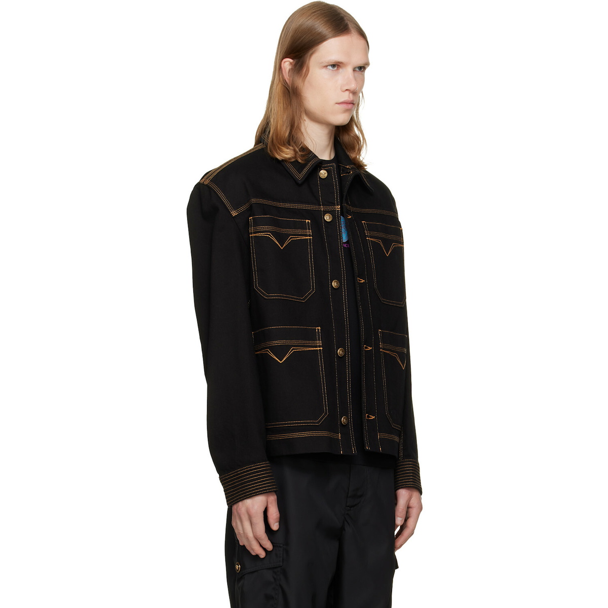 Versace Black Denim Blouson Jacket