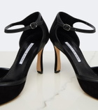 Manolo Blahnik Armelia leather-trimmed suede pumps