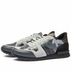 Valentino Men's Rockrunner Sneakers in Ruthenium Grey/Olive