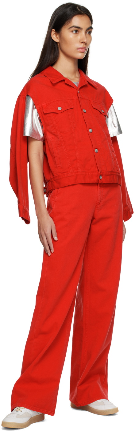 MM6 Maison Margiela Red Cutout Denim Jacket MM6 Maison Margiela