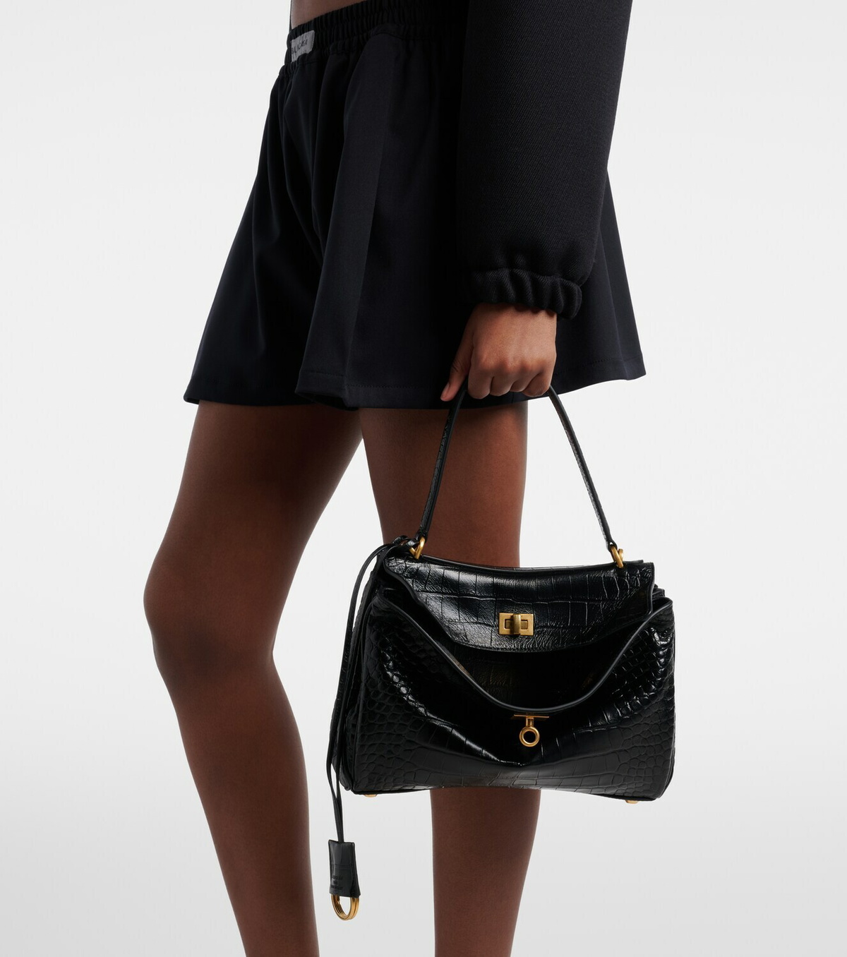 Balenciaga Rodeo Small croc-effect leather tote bag