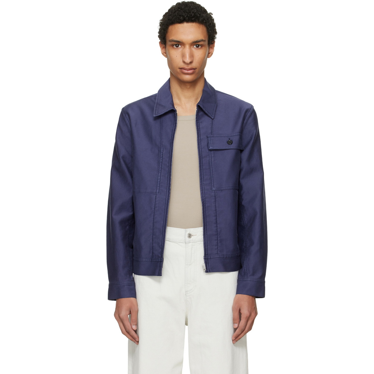 A.P.C. Men's Emile Wool Chore Jacket in Dark Navy A.P.C.