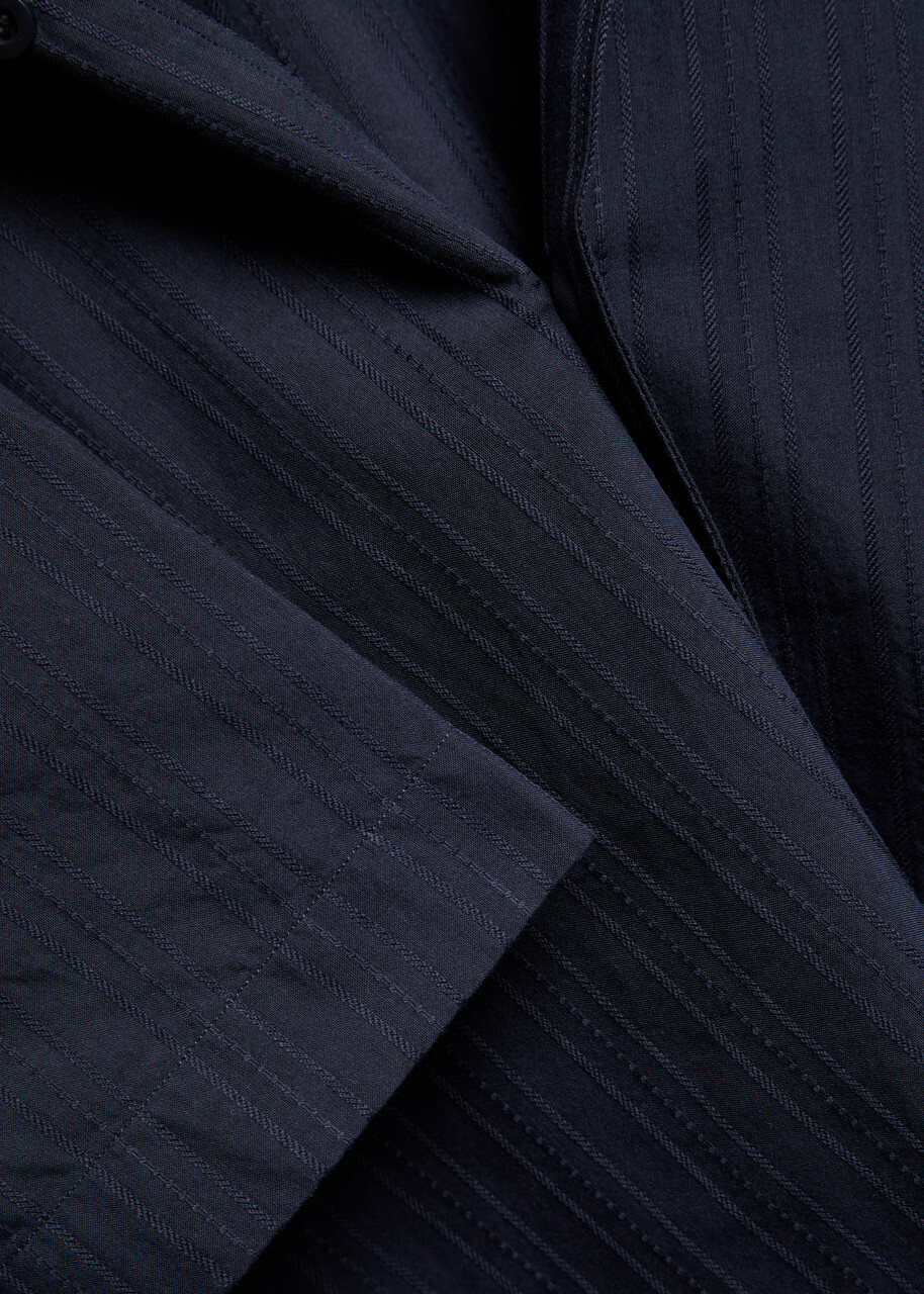 Sunspel Striped Embroidered Cotton Shirt Navy