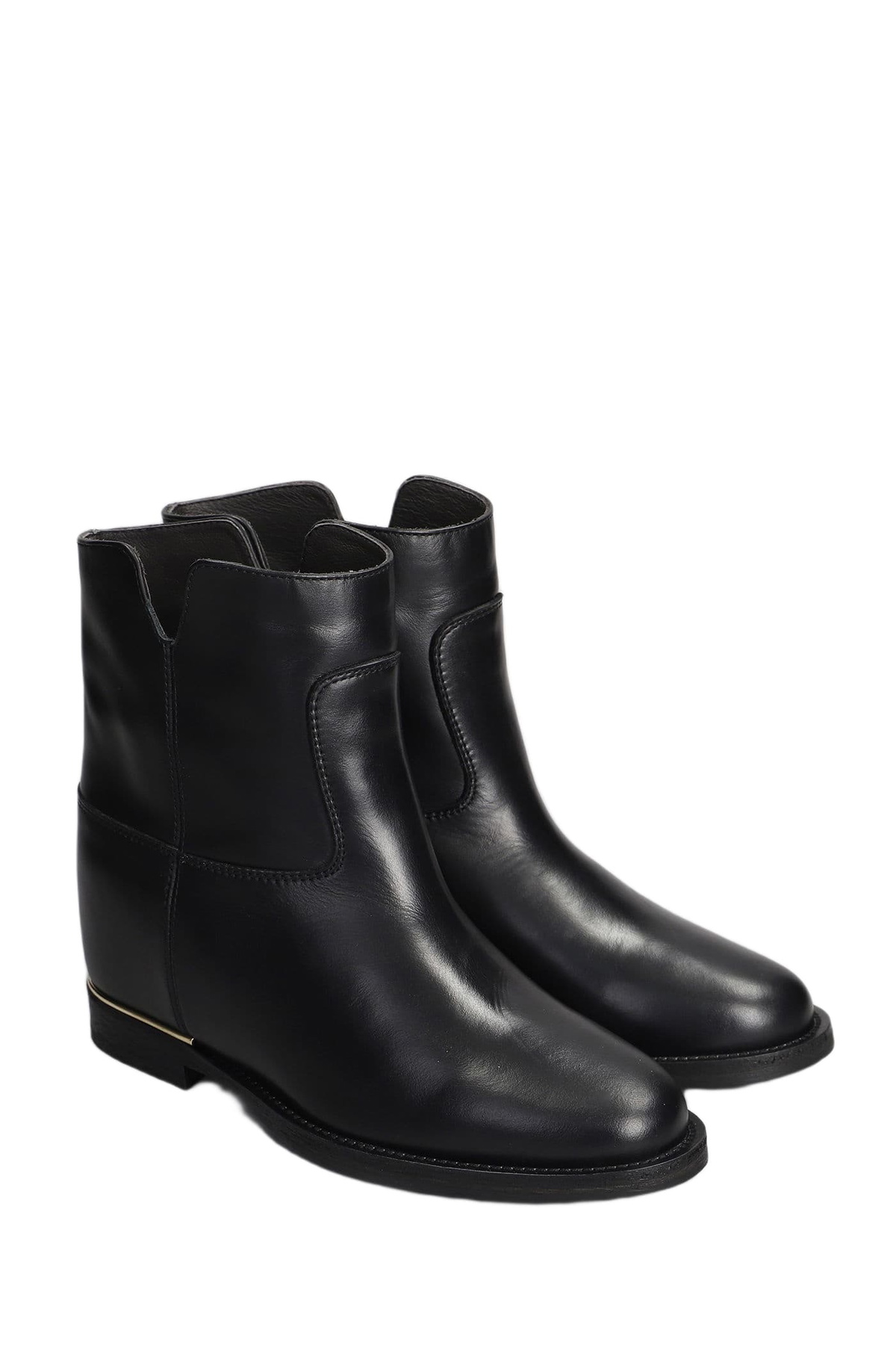 Via Roma 15 Ankle Boots Inside Wedge In Black Leather