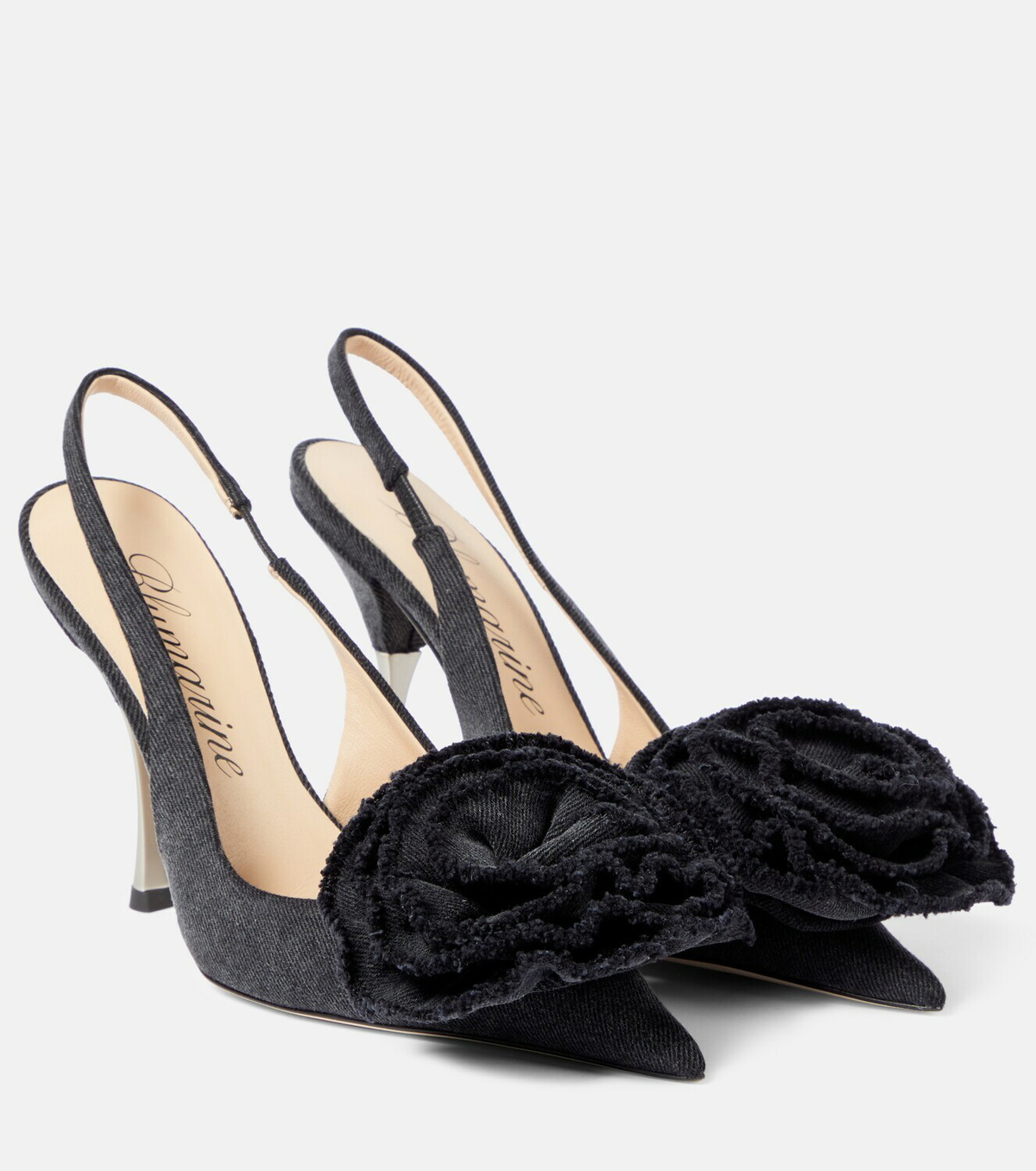 Violeta Bow-embellished Denim Slingback Pumps - Blue main image 1