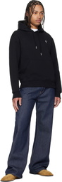 AMI Paris Black Cotton Contrasted Ami de Coeur Hoodie