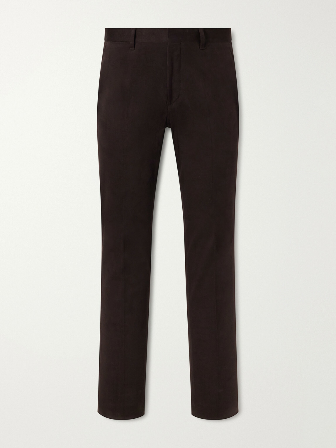 Mr P. - Straight-Leg Brushed Cotton-Blend Twill Suit Trousers - Brown