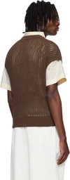 System Brown Cap Sleeve Knit T-shirt