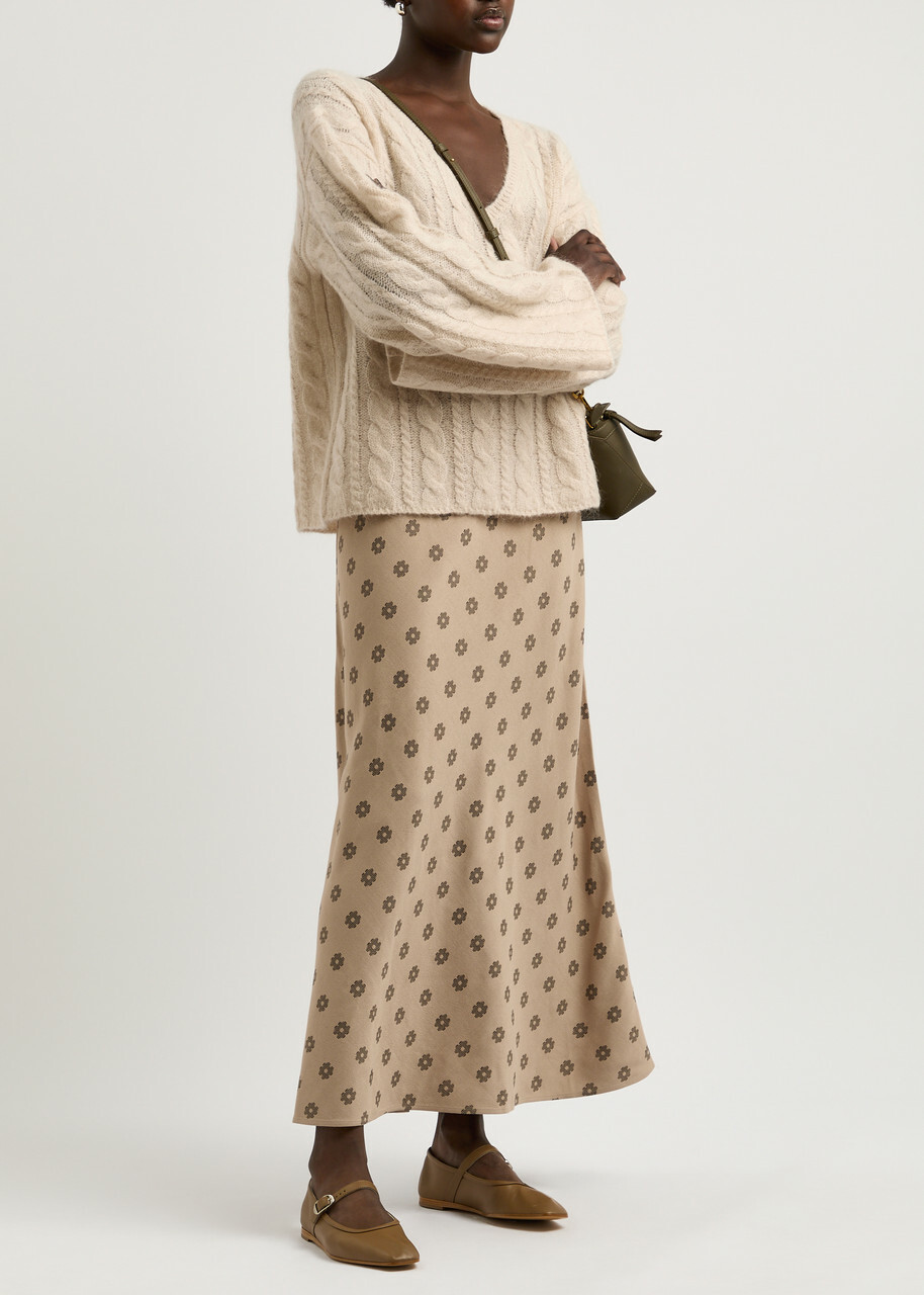 BY Malene Birger Boshan Floral-jacquard Midi Skirt Beige
