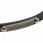 Saint Laurent Men's Logo Tag Bracelet in Black/Silver