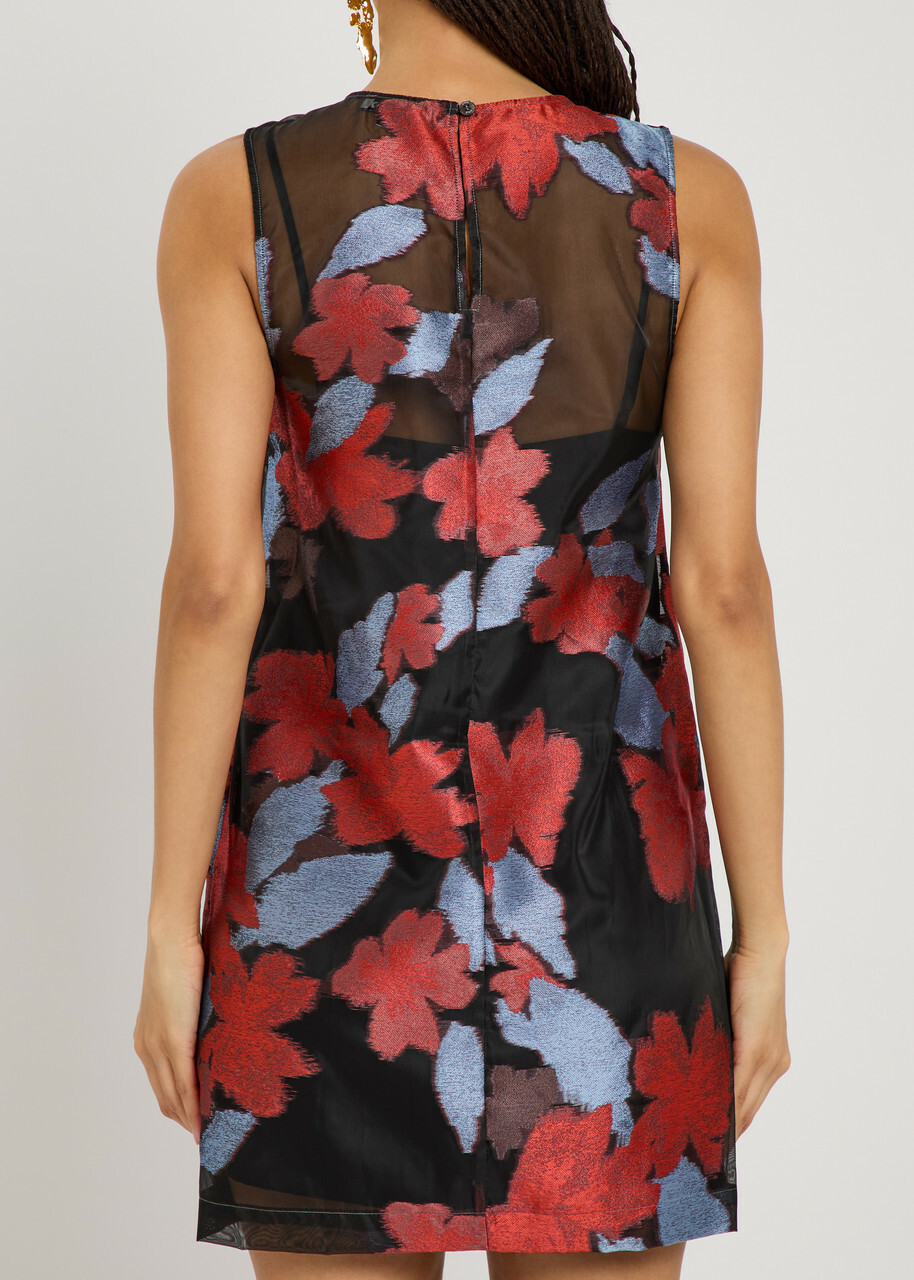 Staud Brea Devoré Organza Mini Dress Multicoloured