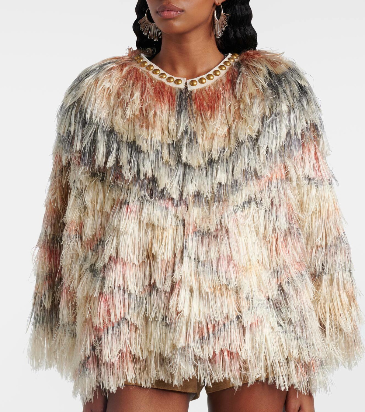 Isabel Marant Noela embellished fringed jacket