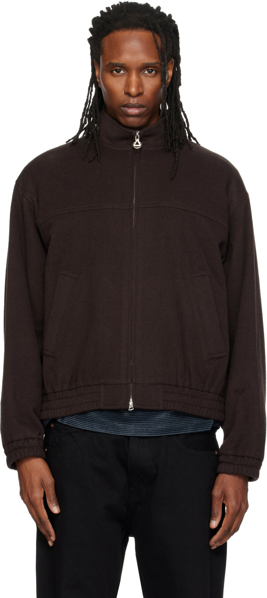 Solid Homme Brown High-Neck Jacket