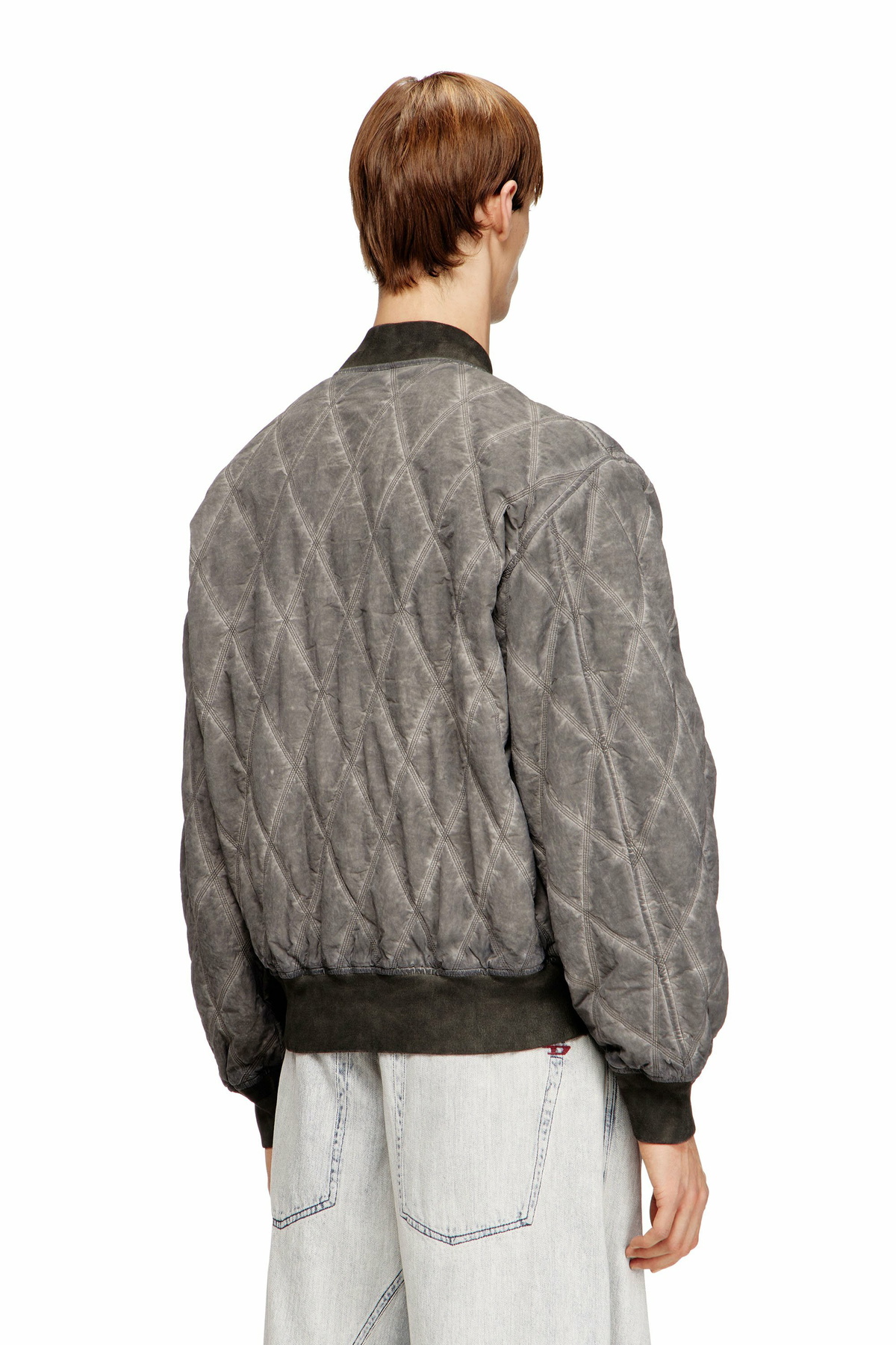 Diesel Padded argyle-quilted bomber jacket - Jackets Mens in Grey