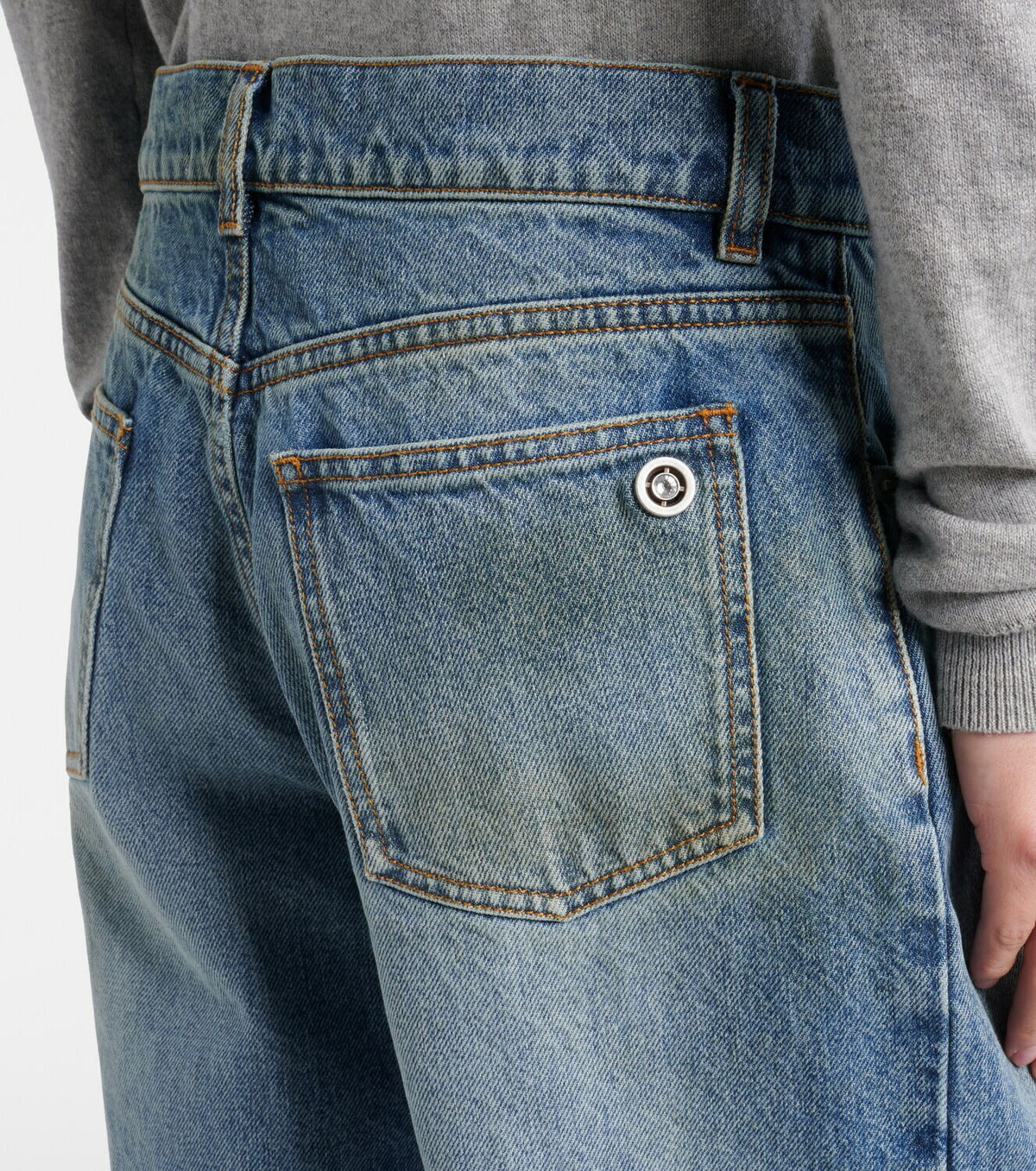 Area Distressed embellished denim shorts
