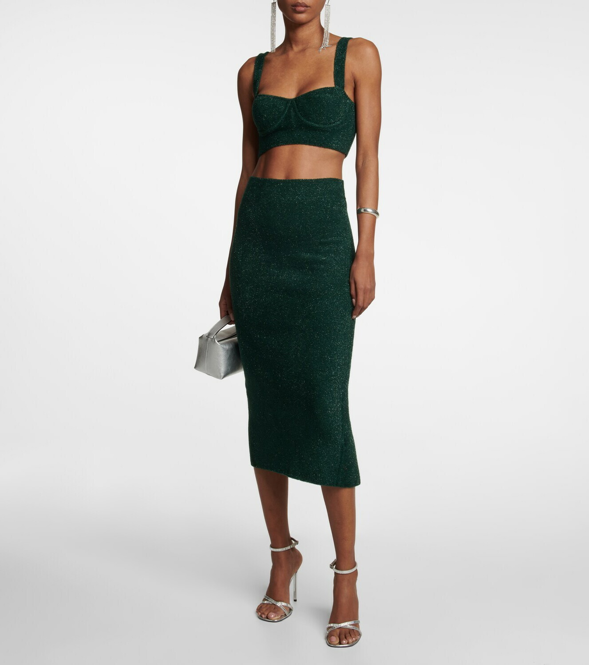 Galvan Moonlight metallic knit crop top Galvan