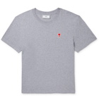AMI - Logo-Appliquéd Cotton-Jersey T-Shirt - Gray