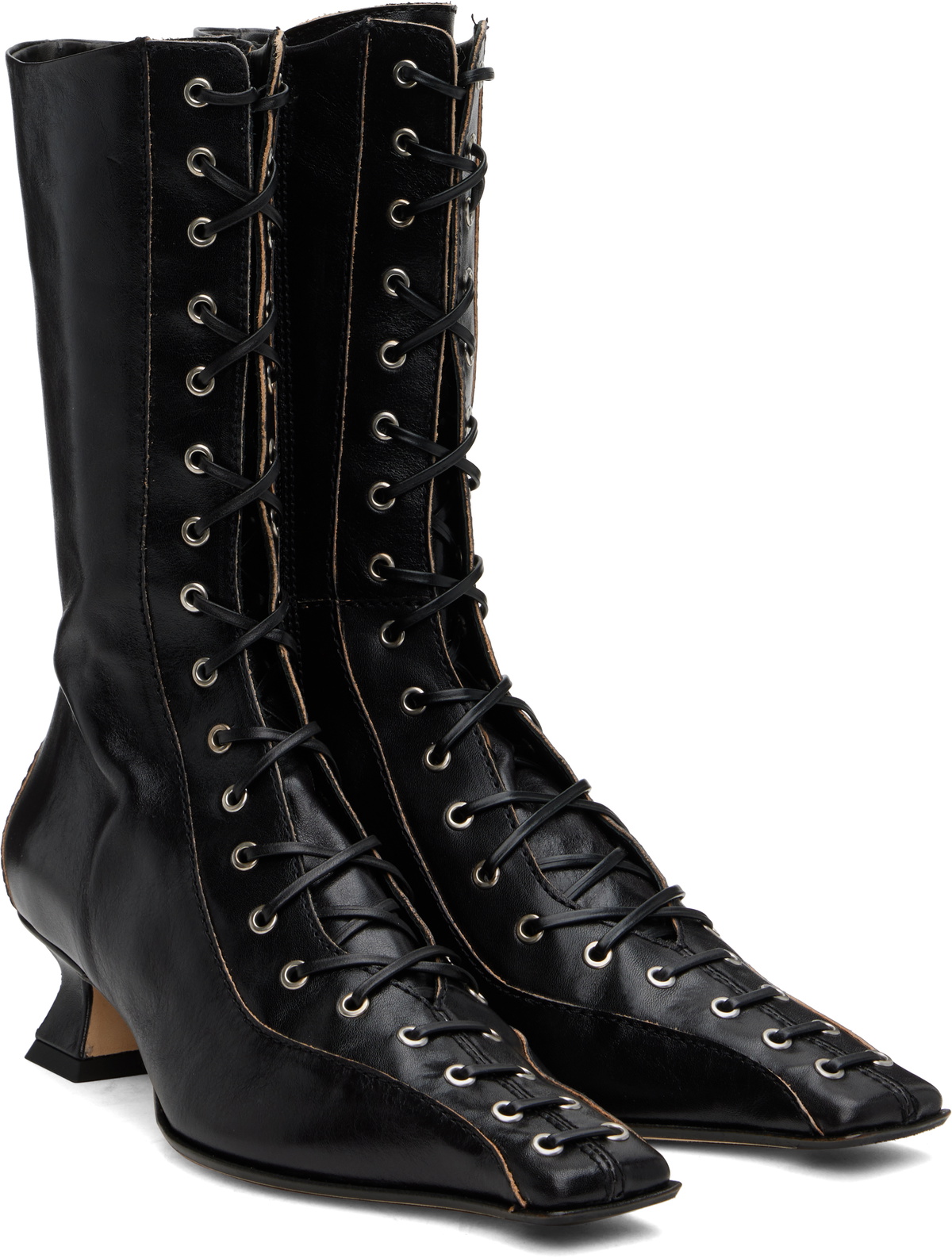 Miista Black Emile Lace-Up Boots