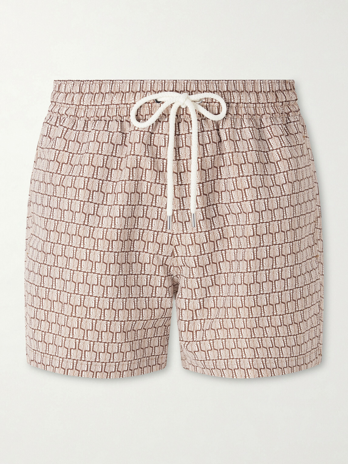 Frescobol Carioca - Straight-Leg Mid-Length Printed Recycled Swim Shorts - Brown