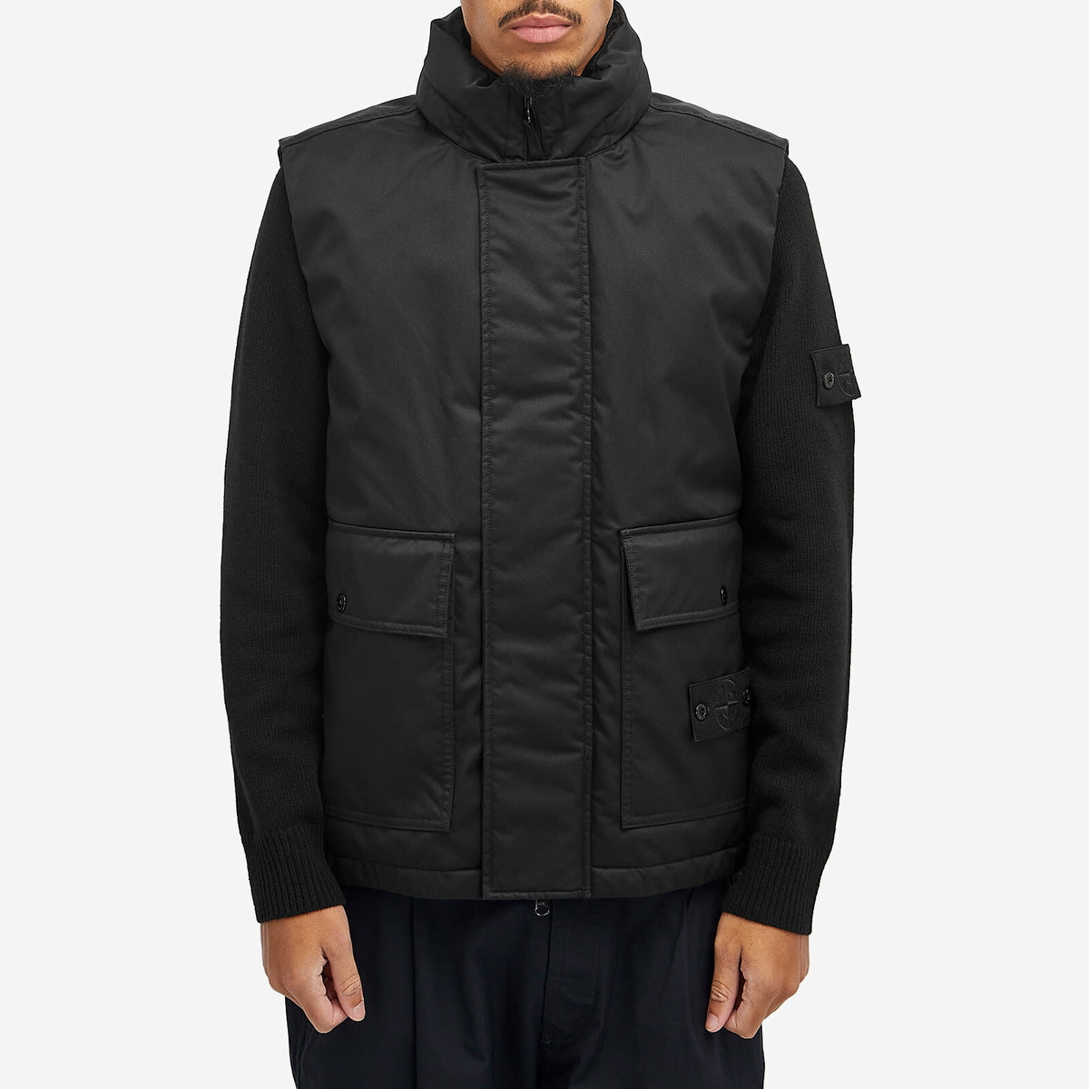 Stone Island Men's Ghost Twill Wool-TC Down Vest in Black Stone Island