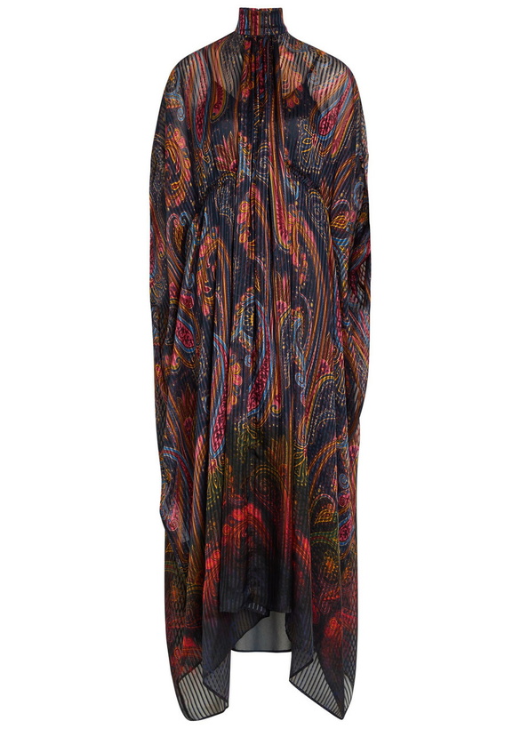 Photo: Etro Printed Gathered Silk-chiffon Midi Dress Multicoloured