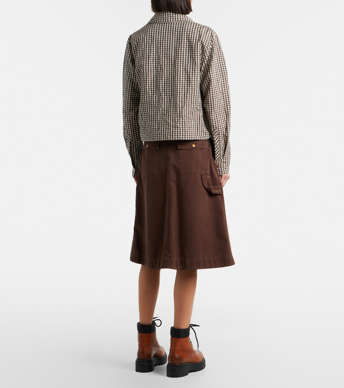 Moncler Belted denim midi skirt