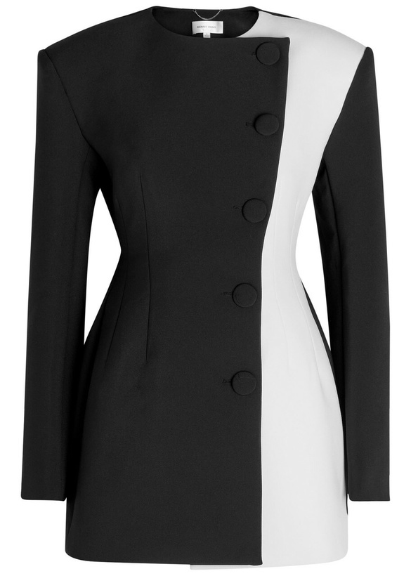 Photo: Ronny Kobo Jae Colour-block Crepe Mini Dress Black And White