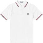 Fred Perry Authentic Men's Slim Fit Twin Tipped Polo Shirt in White/Red/Navy