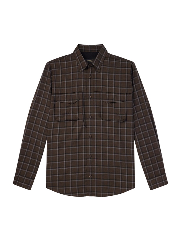 Photo: Purdey - Checked Wool Shirt - Brown